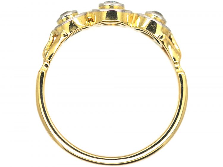 Art Deco 18ct Gold & Platinum, Three Stone Diamond Ring