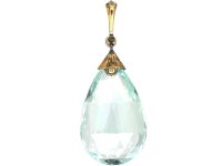 Art Deco 15ct Gold & Platinum, Aquamarine & Diamond Pendant