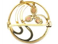 Art Nouveau 15ct Gold & Opal Flower Brooch by Murrle Bennett & Co