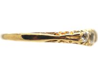Victorian 18ct Gold & Five Stone Diamond Carved Half Hoop Ring