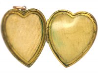 Edwardian 9ct Back & Front Heart Shaped Locket with Swallow & Roses Motif