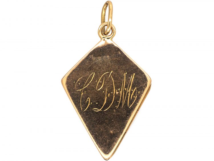 Art Nouveau Kite Shaped 18ct Gold Locket of a Lady
