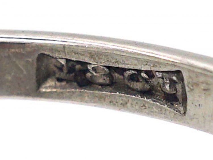 Art Deco 18ct White Gold Three Stone Diamond Crossover Ring