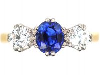 18ct Gold, Sapphire & Diamond Three Stone Ring