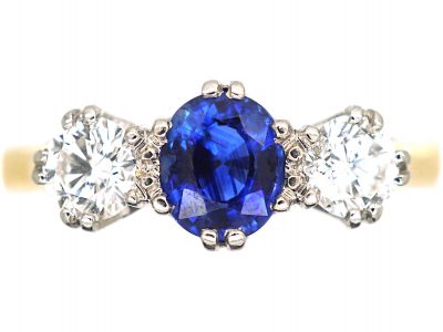 18ct Gold, Sapphire & Diamond Three Stone Ring