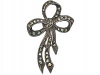 Art Deco Silver & Marcasite Bow Brooch