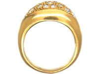 French 18ct Gold Bombe Ring with Pave Set Diamonds
