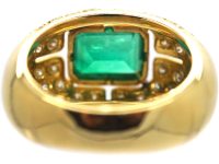 18ct Gold Emerald & Diamond Trombino Ring