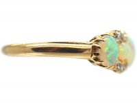 Edwardian 18ct Gold, Five Stone Opal & Diamond Ring