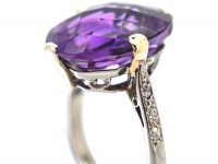 Art Deco Platinum, Rose Cut Amethyst & Diamond Ring