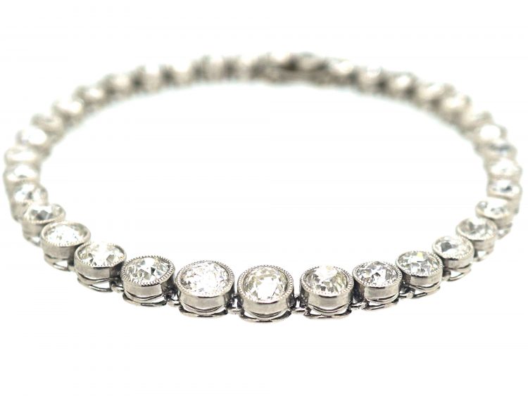 Edwardian Platinum & Diamond Rivière Bracelet