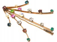 Edwardian 15ct Gold Harlequin Comet Brooch set with Different Gemstones