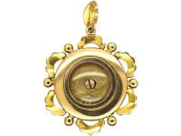 Edwardian 15ct Gold, Natural Split Pearls & Green Enamel Round Pendant with Locket Back
