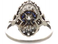 Art Deco Platinum, Sapphire & Diamond Target & Feather Style Ring