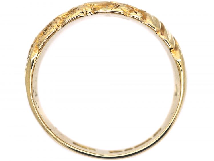Edwardian 9ct Gold Keeper Ring with Hearts Motif
