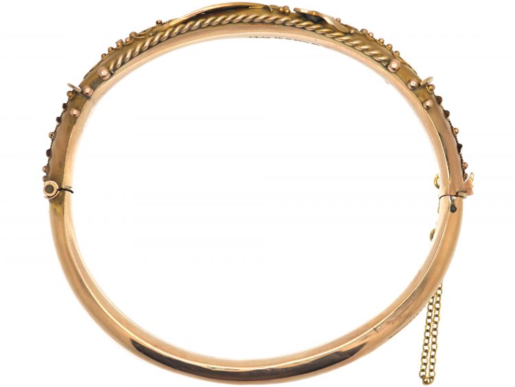 Edwardian 9ct Gold, Sapphire & Diamond Etruscan Style Bangle