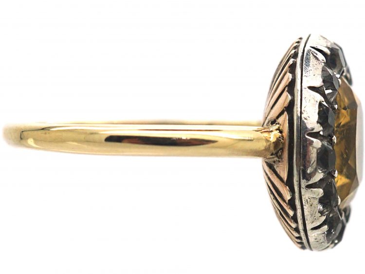 Georgian Gold, Foiled Citrine & White Topaz Cluster Ring