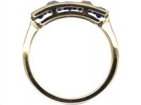 Art Deco 18ct Gold & Platinum, Square Cut Sapphire & Diamond Ring