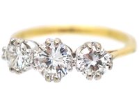 Art Deco 18ct Gold & Platinum, Three Stone Diamond Ring