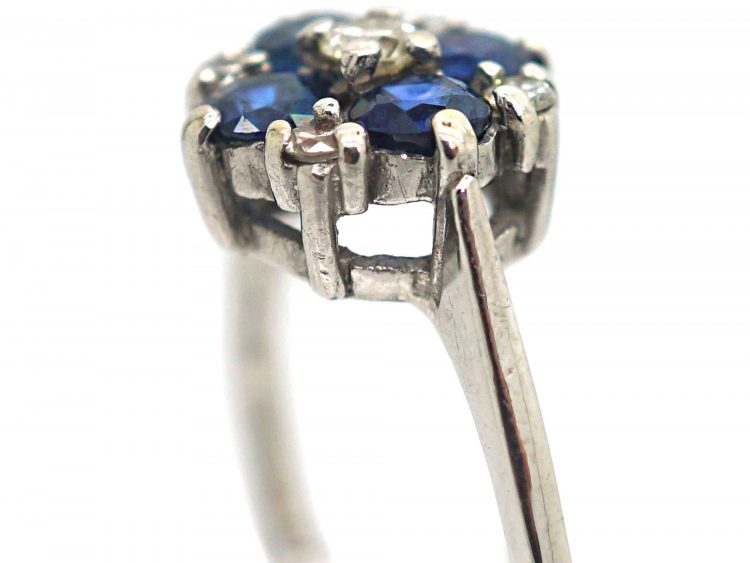 18ct White Gold, Sapphire & Diamond Cluster Ring