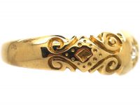 Edwardian 18ct Gold & Diamond Gypsy Scroll Design Ring