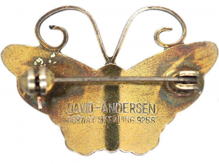 Silver & Yellow Enamel Butterfly by David Andersen