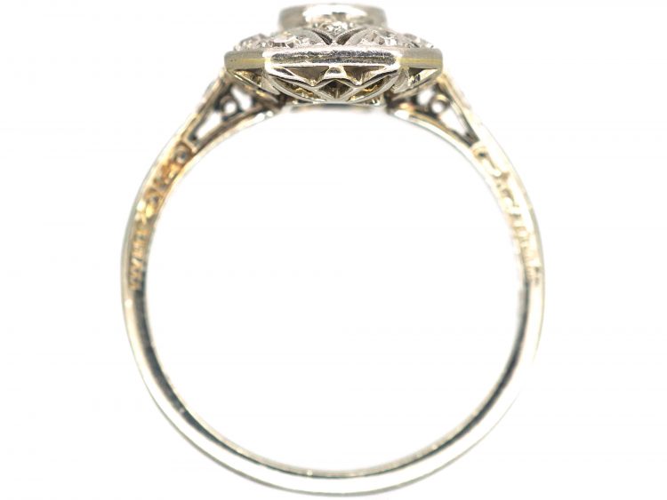 Art Deco 18ct White Gold Rectangular Shaped Ring set with Diamonds