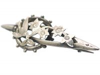 Victorian Silver Swallow & Ivy Leaf Brooch