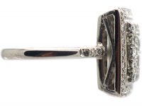 Retro Platinum & Diamond Rectangular Shaped Ring