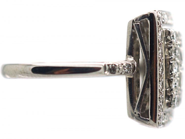 Retro Platinum & Diamond Rectangular Shaped Ring