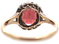 Victorian 14ct Gold, Garnet & Diamond Oval Cluster Ring