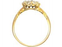 Edwardian 18ct Gold & Diamond Cluster Ring with Ornate Shoulders