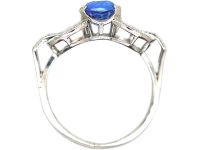 Art Deco Platinum, Sapphire & Diamond Stylised Bow Ring