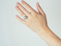 French Art Nouveau 18ct Gold & Platinum, Catherine Wheel Design Diamond Set Ring