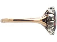 Victorian 14ct Gold, Garnet & Diamond Oval Cluster Ring