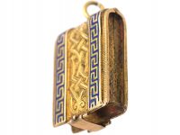 Victorian 18ct Gold & Blue Enamel Rectangular Book Locket with Four Glazed Compartments Inside