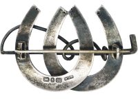 Victorian Silver & Gold Overlay Double Horseshoe Brooch