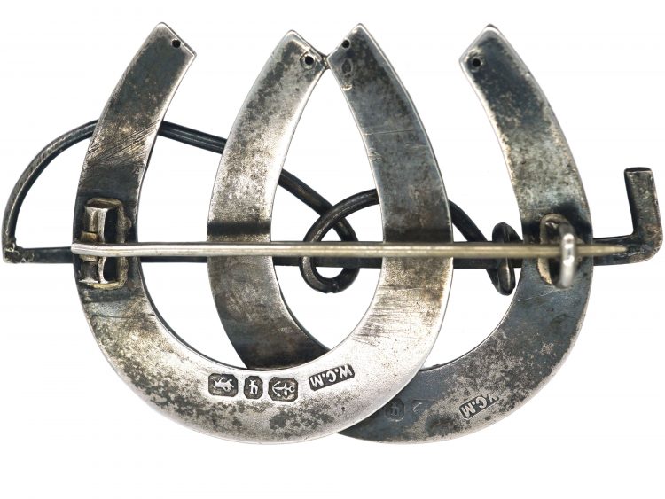 Victorian Silver & Gold Overlay Double Horseshoe Brooch