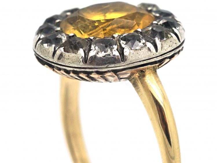 Georgian Gold, Foiled Citrine & White Topaz Cluster Ring