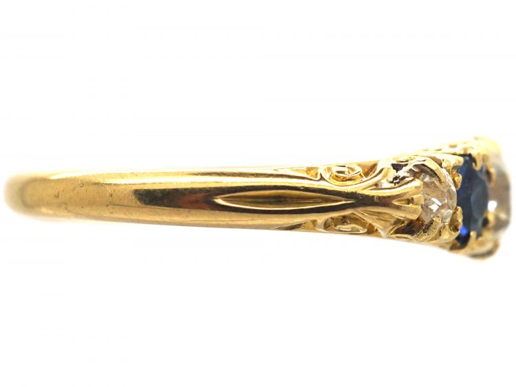 Edwardian 18ct Gold, Sapphire & Diamond Five Stone Ring