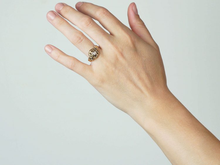 Edwardian 18ct Gold Knot Ring set with Three Diamonds