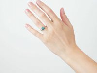 Art Deco 18ct Gold & Platinum, Zircon & Diamond Cluster Ring
