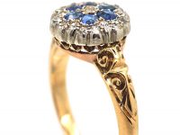 Edwardian 18ct Gold, Sapphire & Diamond Cluster Ring