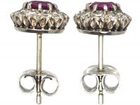18ct White Gold, Ruby & Diamond Cluster Earrings