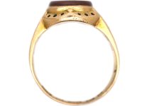 Victorian 15ct Gold Signet Ring with Intaglio of a Rearing Cat