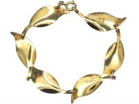 Silver Green Enamel Leaf Design Bracelet by David Andersen