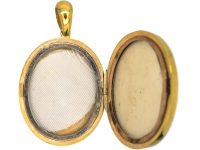 Victorian Large 18ct Gold Oval Shaped Locket set with a Sapphire, Ruby & Emerald in the Original Case