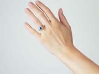 18ct Gold, Royal Blue Sapphire & Diamond Cluster Ring