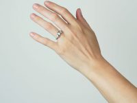 Art Deco 18ct White Gold Three Stone Diamond Crossover Ring