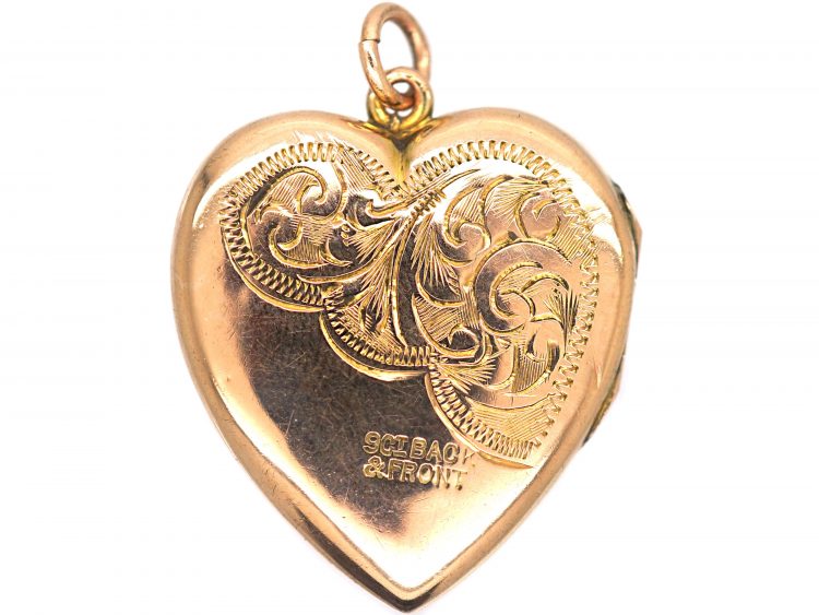 Edwardian 9ct Back & Front Heart Shaped Locket